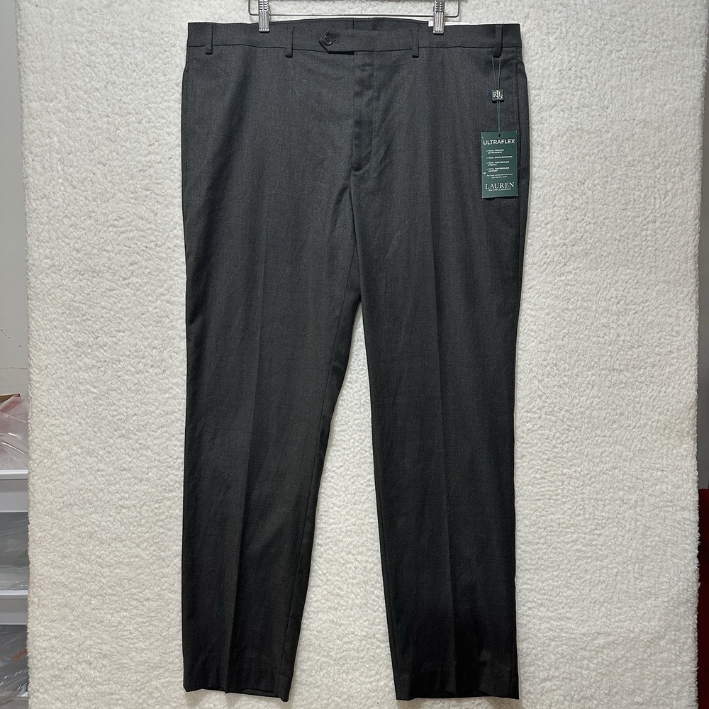 LAUREN RALPH LAUREN UltraFlex Classic-Fit Pants Charcoal Sz 42X32 NWT